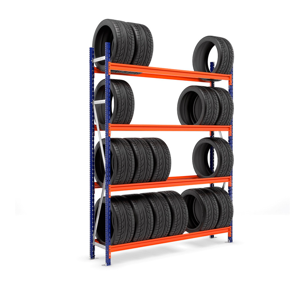 Estantería Picking neumáticos con carga azul y naranja Estantería Picking neumáticos con carga azul y naranja