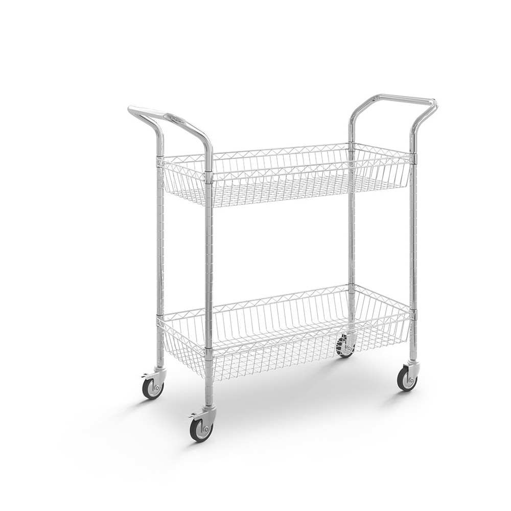 Carro de acero cromado con cesta Carro de acero cromado con cesta