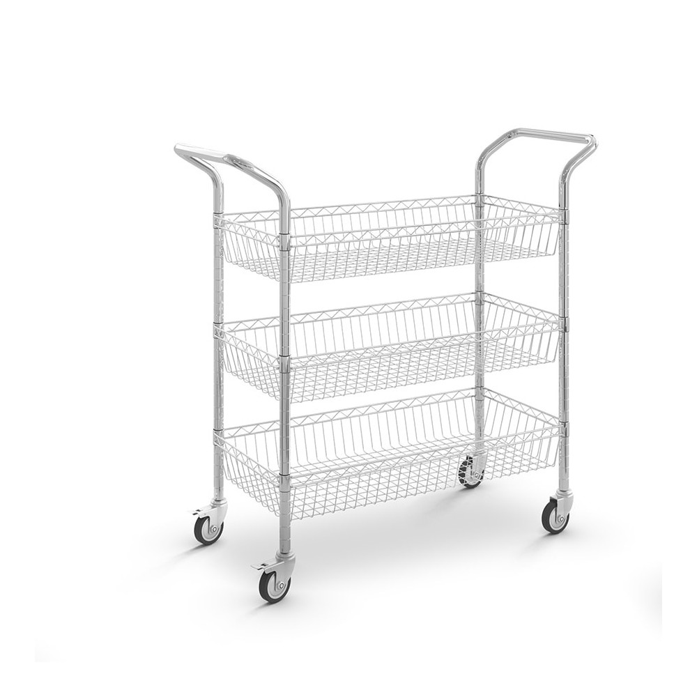 Carro de acero cromado con cesta Carro de acero cromado con cesta